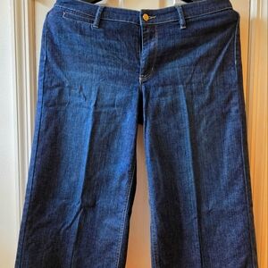 White House Black Market Blue Denim Wide Leg Cropped Jeans